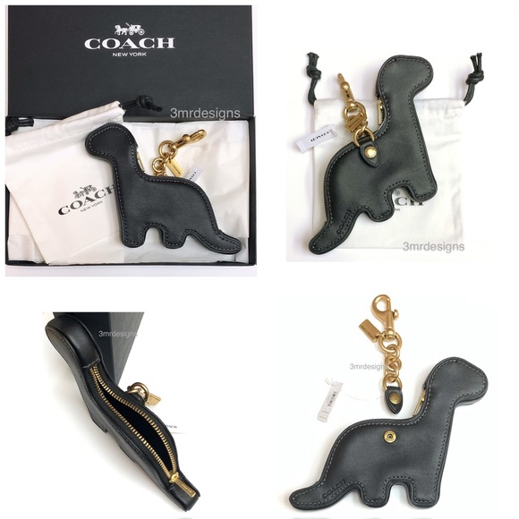 NWT COACH DINO Soft Black Glovetanned Leather With Brass Coin Purse/Keychain - Picture 3 of 11